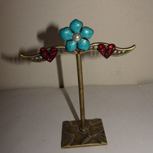 ZEGL Heart Silver Tone Rhinestone Pierced Earrings